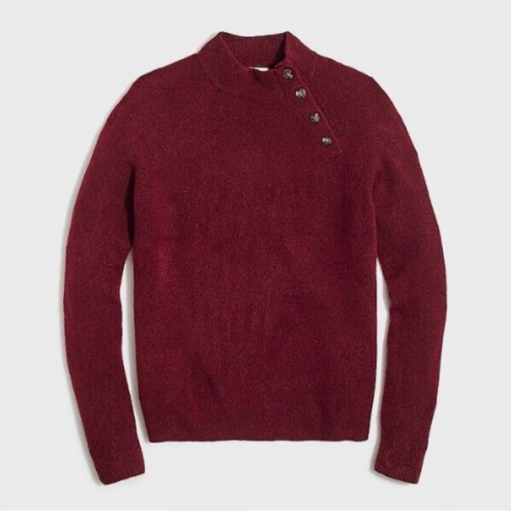 NWT J. Crew Vintage Burgundy Button Sweater in Extra Soft Yarn